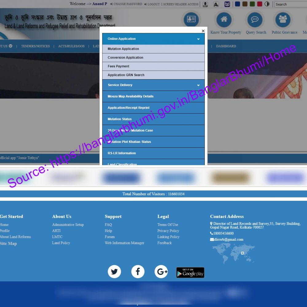 Banglarbhumi.gov.in Land Records App online at wbregistration.gov.in