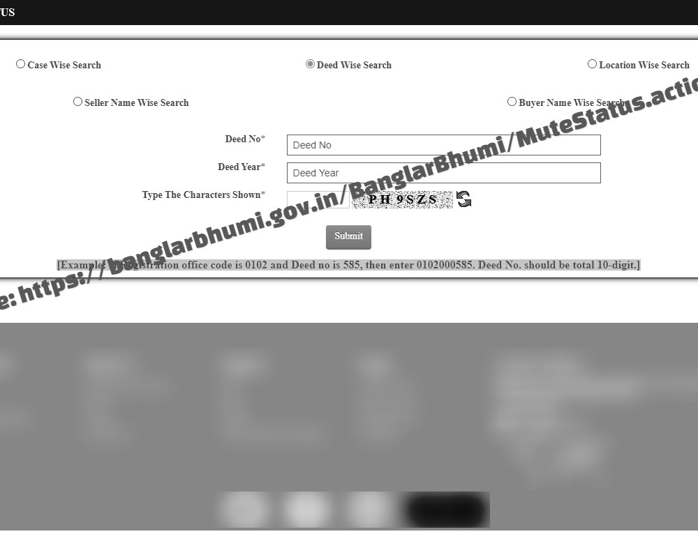 Mutation Status Service in banglarbhumi.gov.in Website